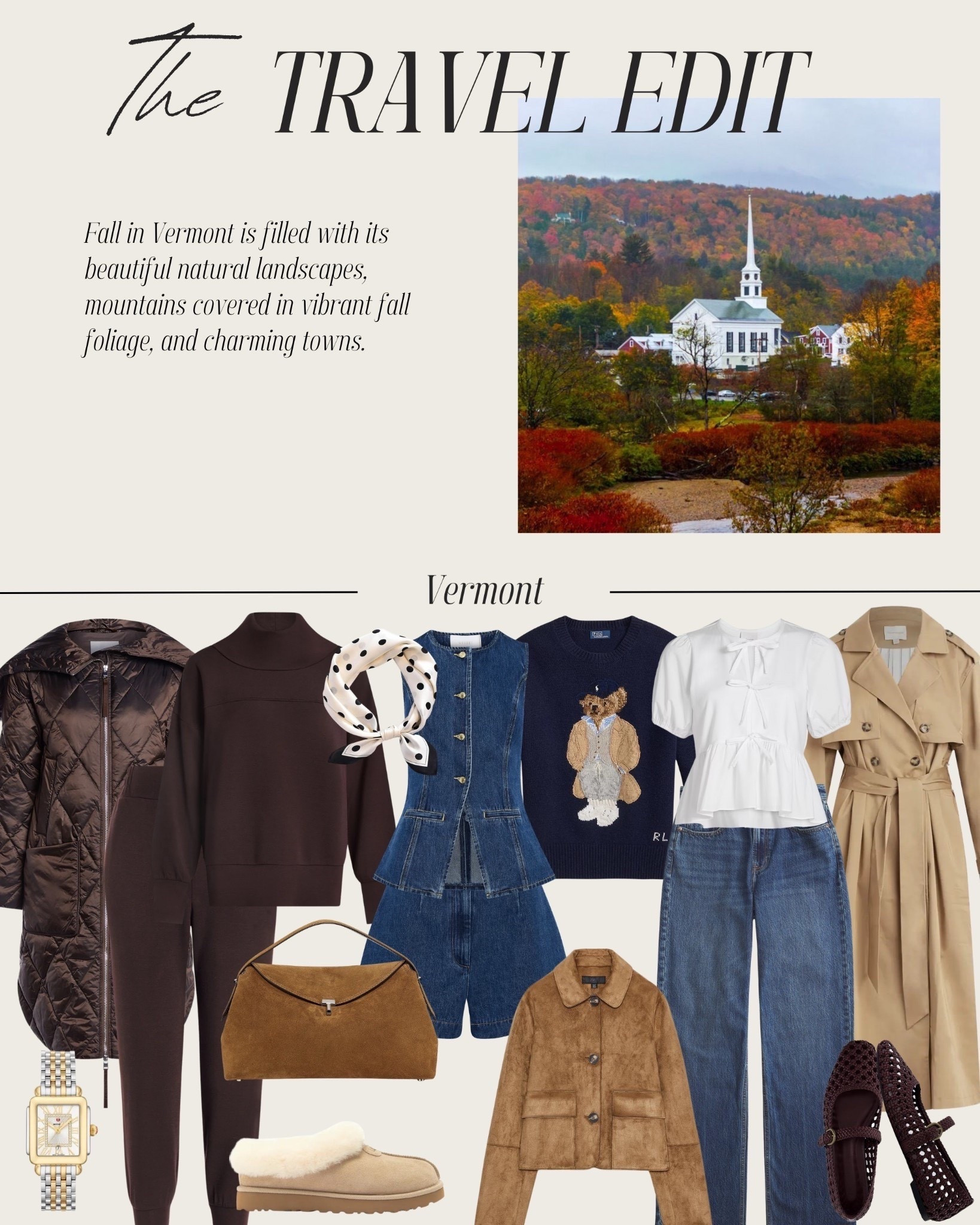 The travel edit for fall - Vermont 
What I wore last year for my trip to Vermont 🤎 
Varley sweatpants set, brown coat, suede jacket, suede bag, polo Ralph Lauren sweater, denim set, jeans, trench coat, flats, scarfs and UGGs 



#LTKU #LTKStyleTip #LTKSeasonal