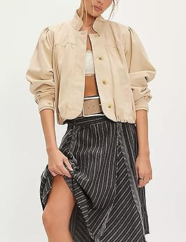 Wanzetaly Women's Faux Suede Jacket Casual Oversized Leather Coat with Pocket Button Bomber Jacke... | Amazon (US)