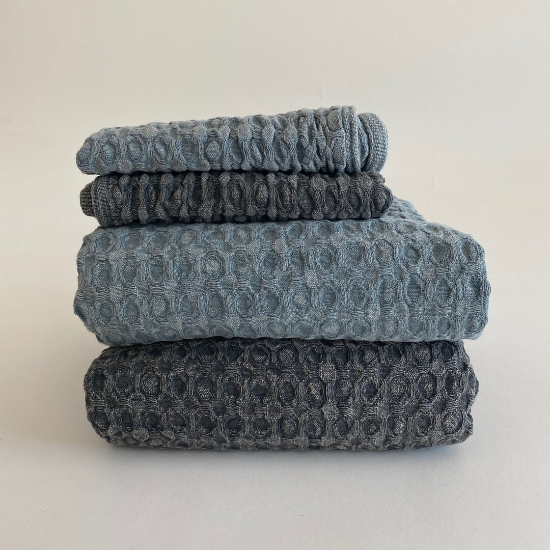 Linda Waffle Weave Stonewashed Hand and Bath Towel Waffle - Etsy | Etsy (US)