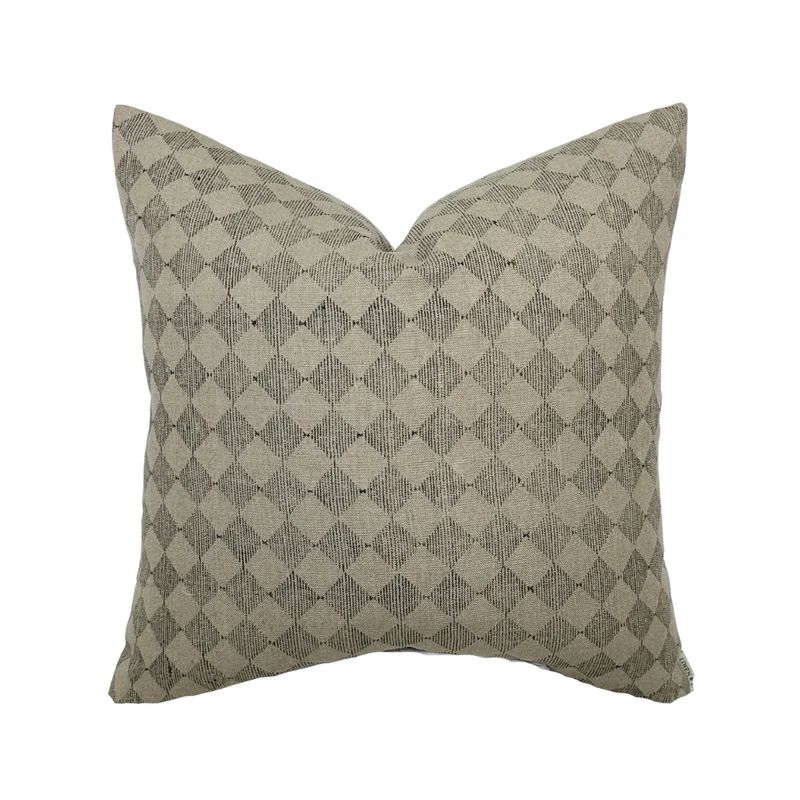 Sutton | Black Checkered Diamond Pillow Cover | Linen & James