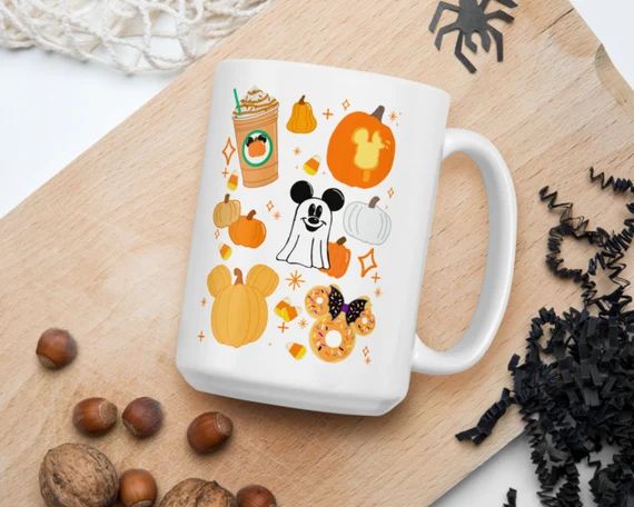 Fall Halloween Disney 15 Oz Coffee Mug  Mickey Mouse Pumpkin - Etsy | Etsy (US)
