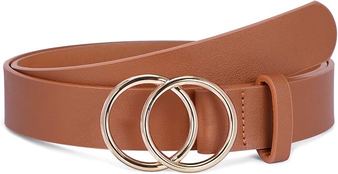 XZQTIVE Women Belts For Jean Dress Pant Fashion Leather Belt With Circle Buckle | Amazon (US)
