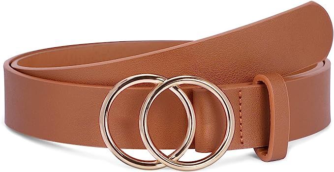 XZQTIVE Women Belts For Jean Dress Pant Fashion Leather Belt With Circle Buckle | Amazon (US)