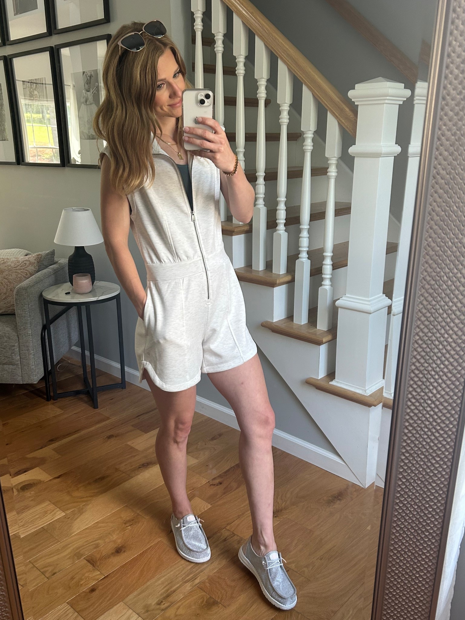 Athletic Zip Up Romper. Summer outfit 

#LTKActive