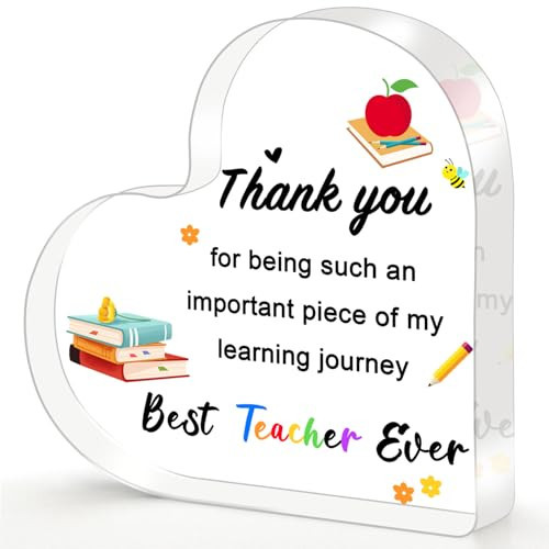 iLifemate Teacher Appreciation Gifts, End Of Year Teacher Gift - Acrylic Heart Plaque 4×4 in, End of Year Thank You Teacher Gifts for Women Men, Teacher Retirement Gift, Keepsake & Paperweight | Amazon (US)