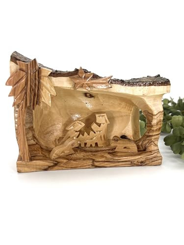 Rustic Nativity Scene, Olive Wood Hand Carved Nativity, Nativity Sets for Christmas Indoor Wood, Nativity Christmas Decorations, Religious Christmas Gifts for Women, Handmade in the Holy Land | Amazon (US)