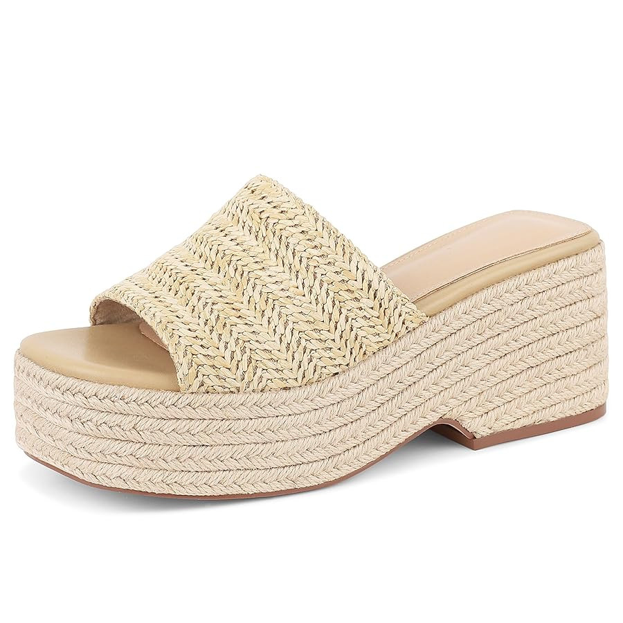 Erocalli Women's Espadrilles Platform Sandals Wedges Slides Sandals Open Toe Fashion Summer Outdo... | Amazon (US)
