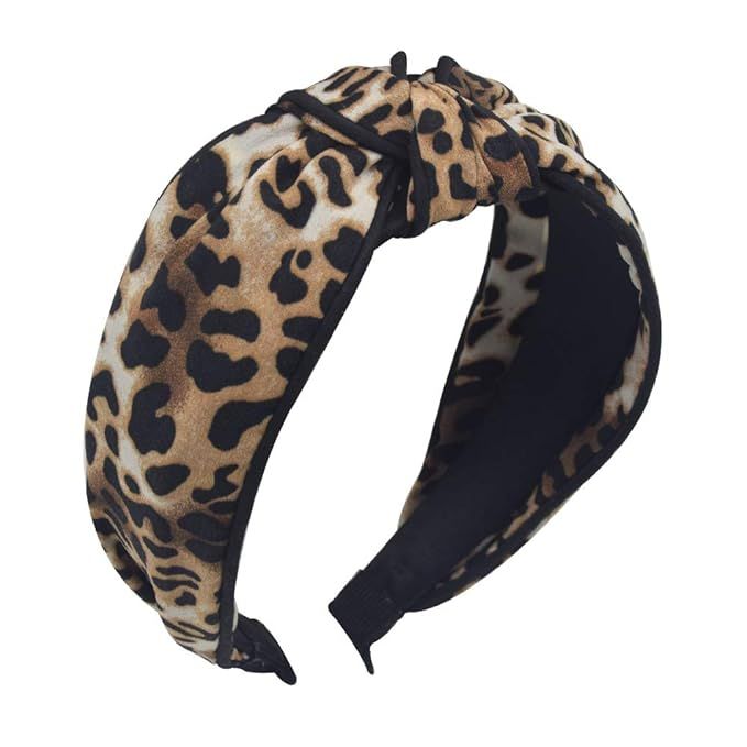 Leopard Print Headbands for Women - 1Pcs Hair Hoops with Cross Knot Hairbands with Cloth Wrapped ... | Amazon (US)
