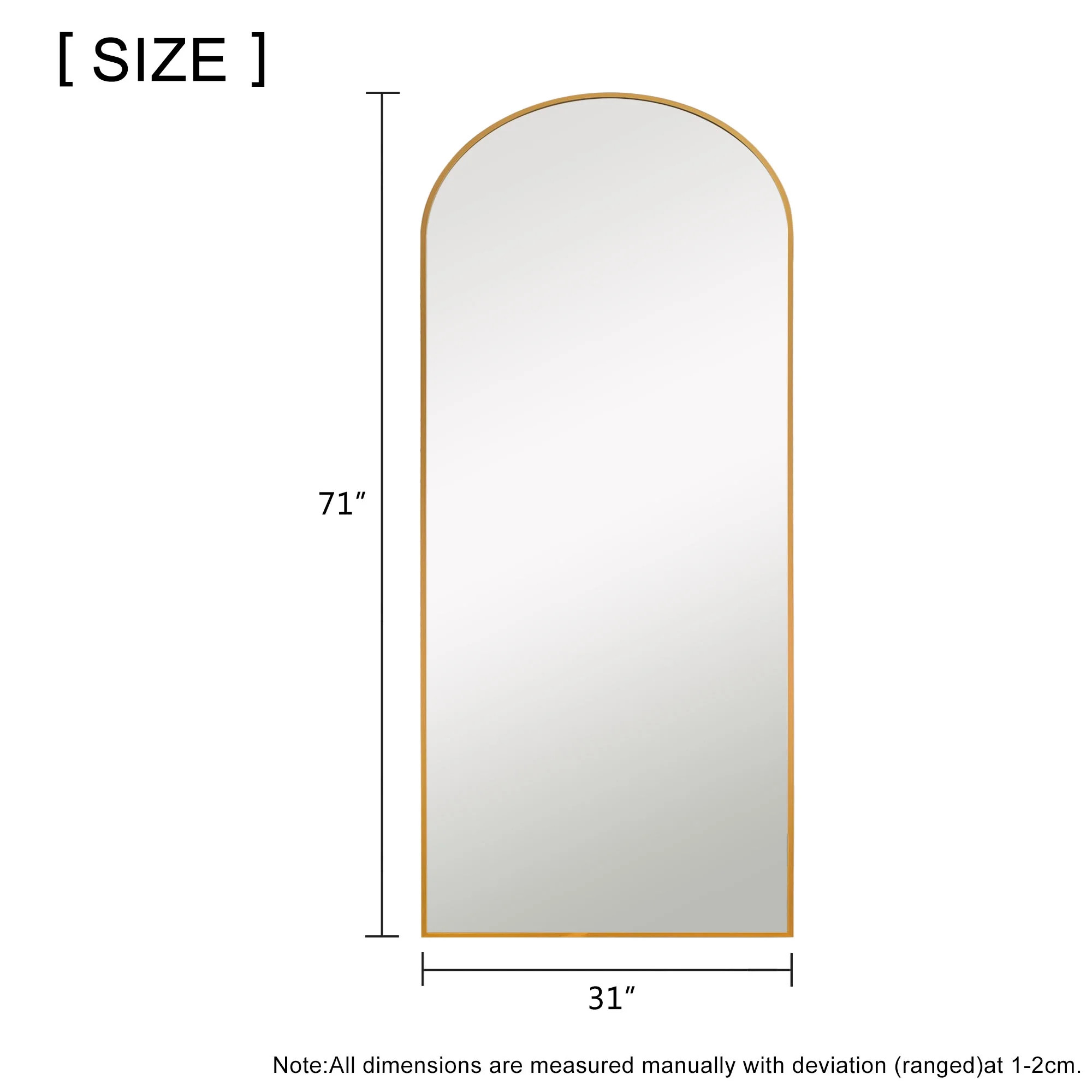 NeuType 71" x 32" Floor Mirrors Free Standing Arched Full Length Mirrors Gold | Walmart (US)