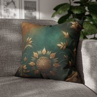 Boho Throw Pillow, Teal & Gold Pillow Cover, Bohemian Vintage Inspired Home Decor, Eclectic Luxury Meditative Spiritual Relaxation Decor | Etsy (US)