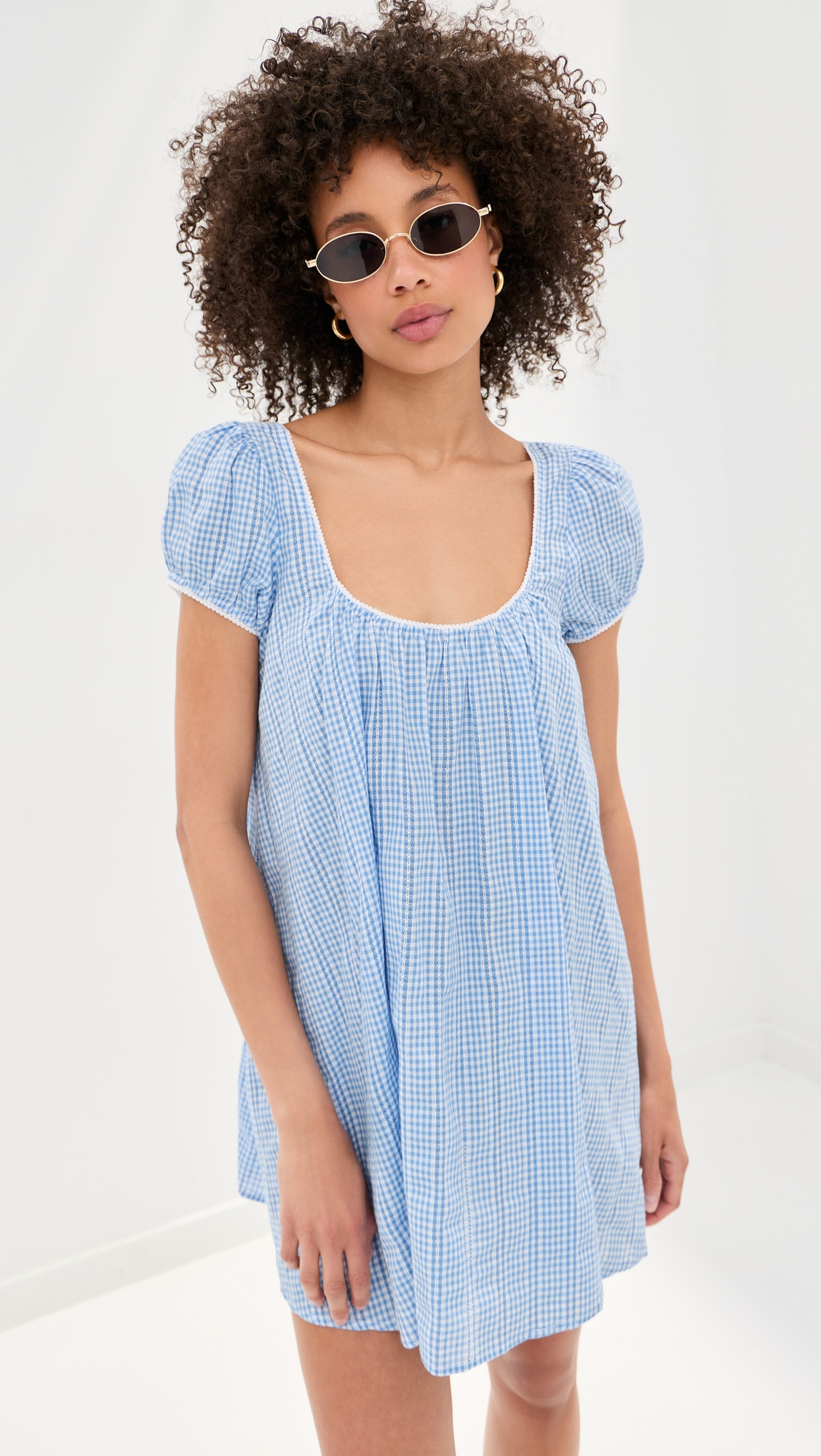 LE BOP Babydoll Dress Sky/White Gingham XS | Shopbop