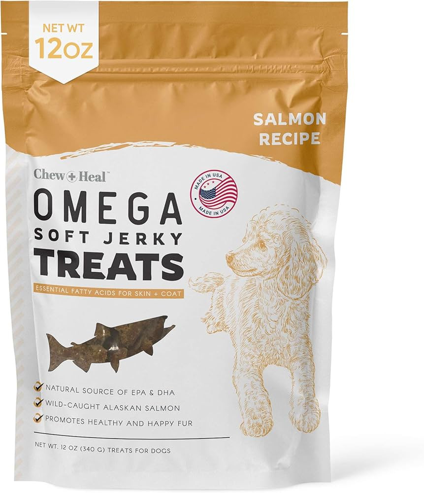 Chew + Heal Labs Omega Salmon Jerky Dog Treats - 12 oz of Soft Salmon Jerky for Skin and Coat - M... | Amazon (US)