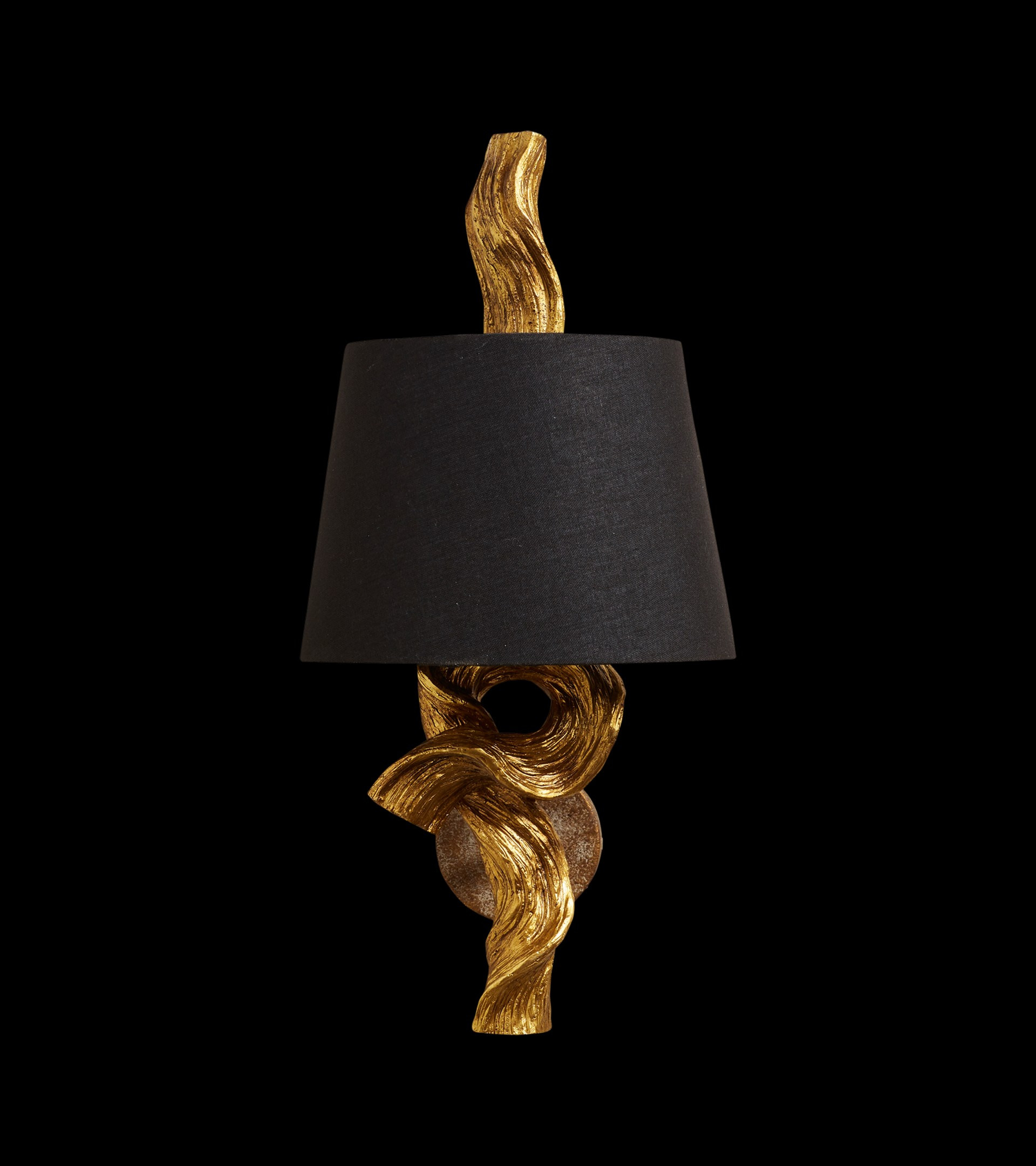 Sequoia Wall Lamp & Shade - Antique Gold / Black | OKA US