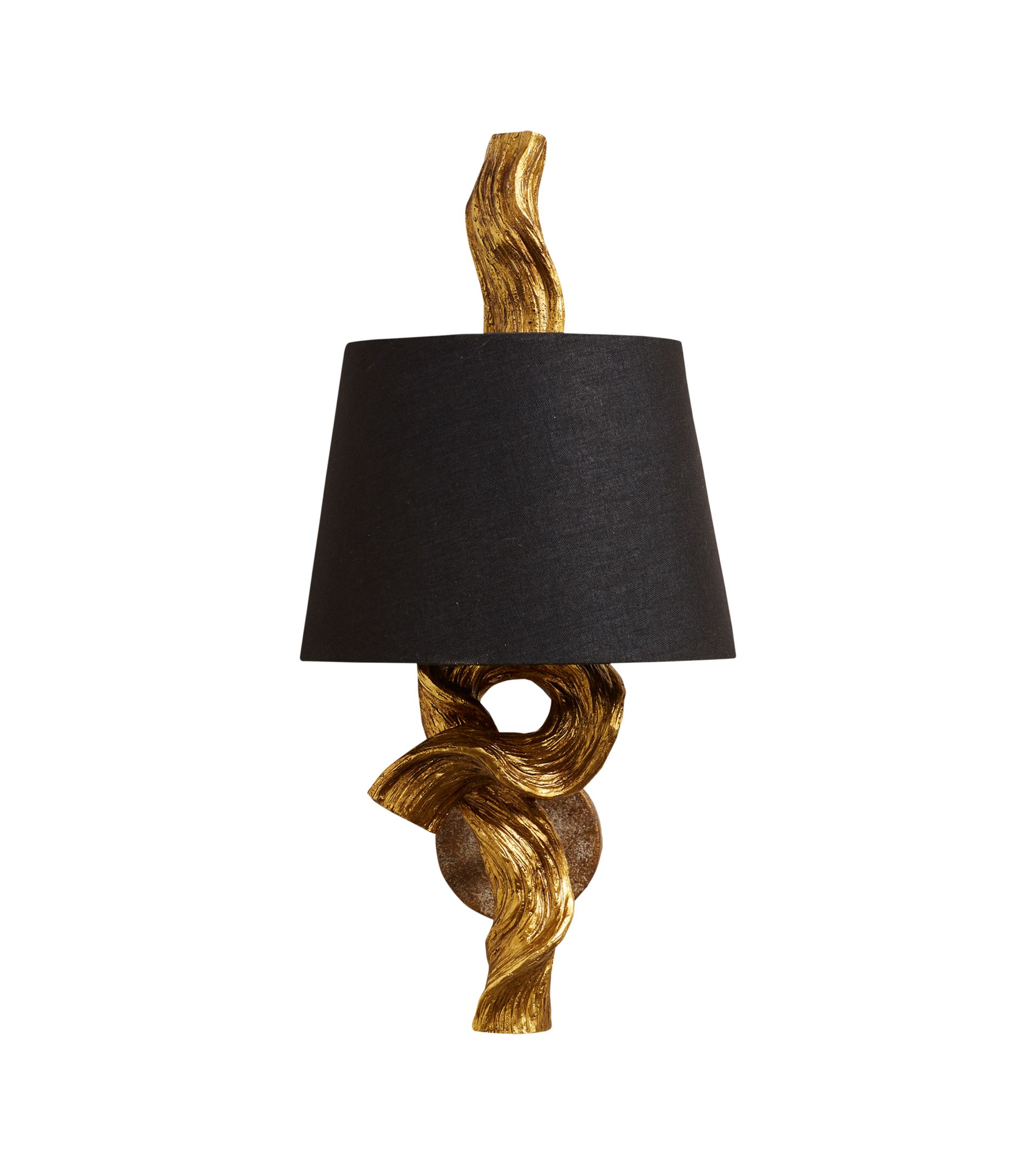 Sequoia Wall Lamp & Shade - Antique Gold / Black | OKA US