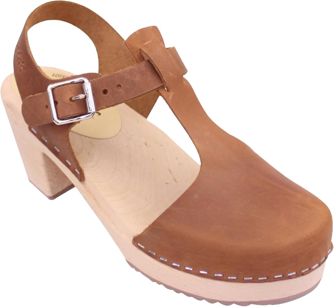 Swedish Highwood T-Bar Clogs in Brown Oiled Nubuck Leather | Amazon (US)
