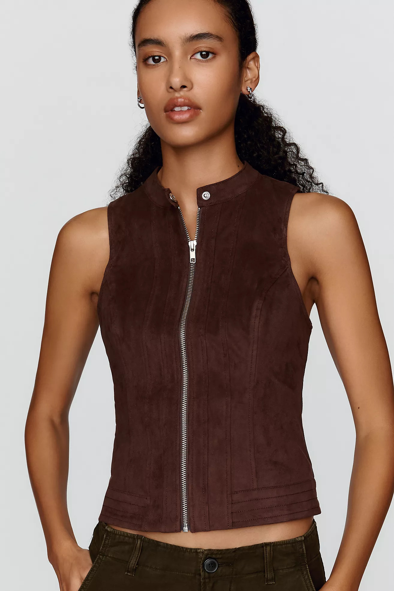 By Anthropologie Faux Suede Moto Vest | Anthropologie (US)
