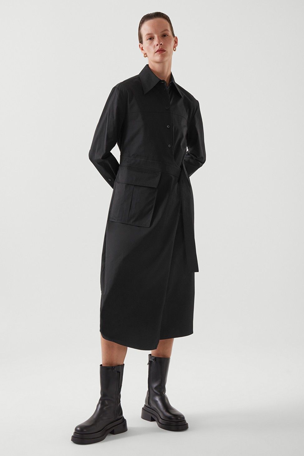 BELTED SHIRT DRESS Black Dress Black Dresses Spring Dress Work Wear Spring Outfits | COS (US)