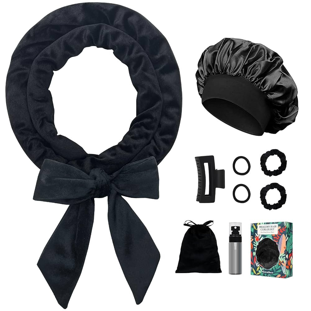 No Heat Hair Curlers Overnight Curls Headband - 70" Soft Ribbon Curl Wrap for Long Hair, 9 PCS Cu... | Amazon (US)
