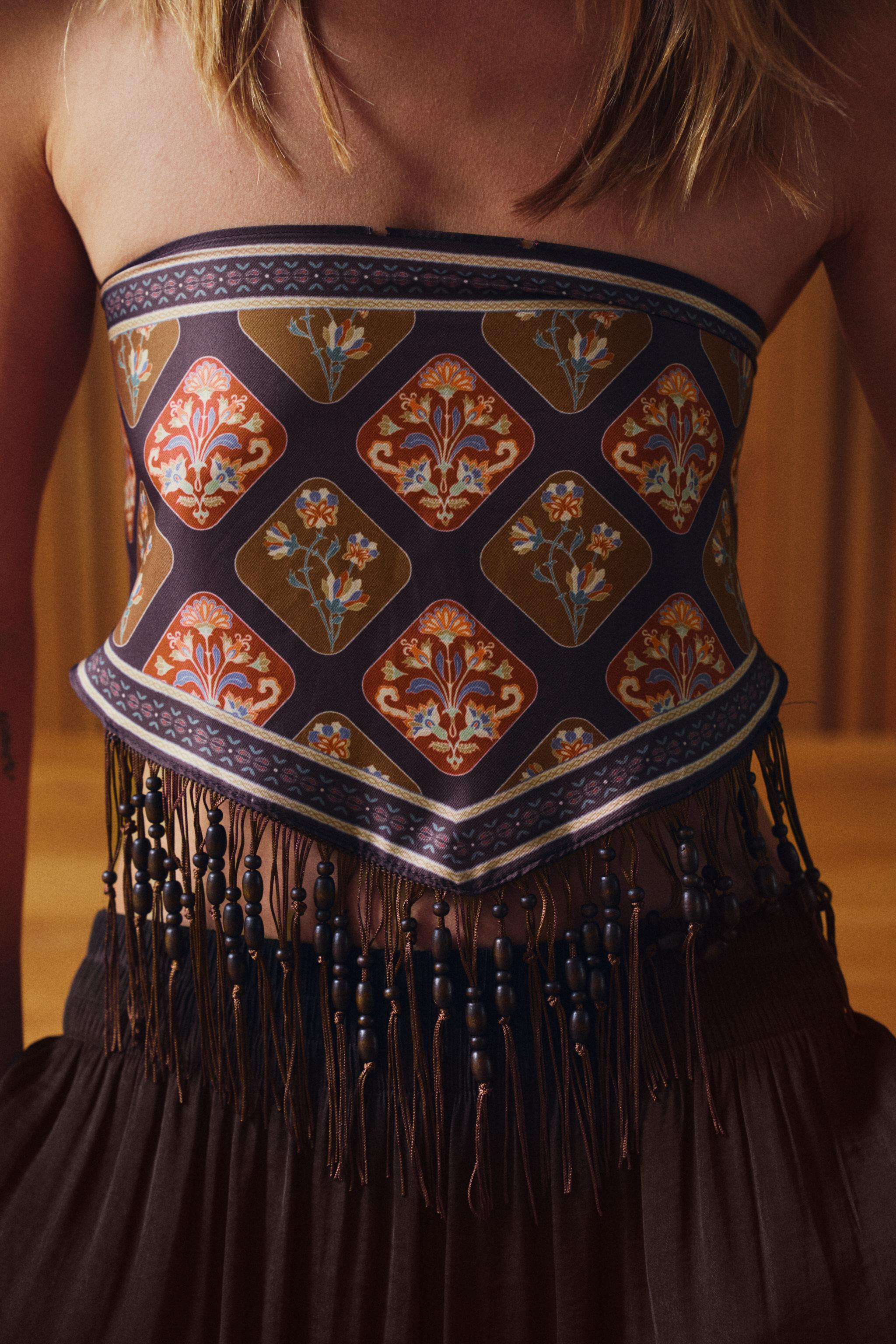 BEADED FRINGE PRINTED BANDANA | Zara US