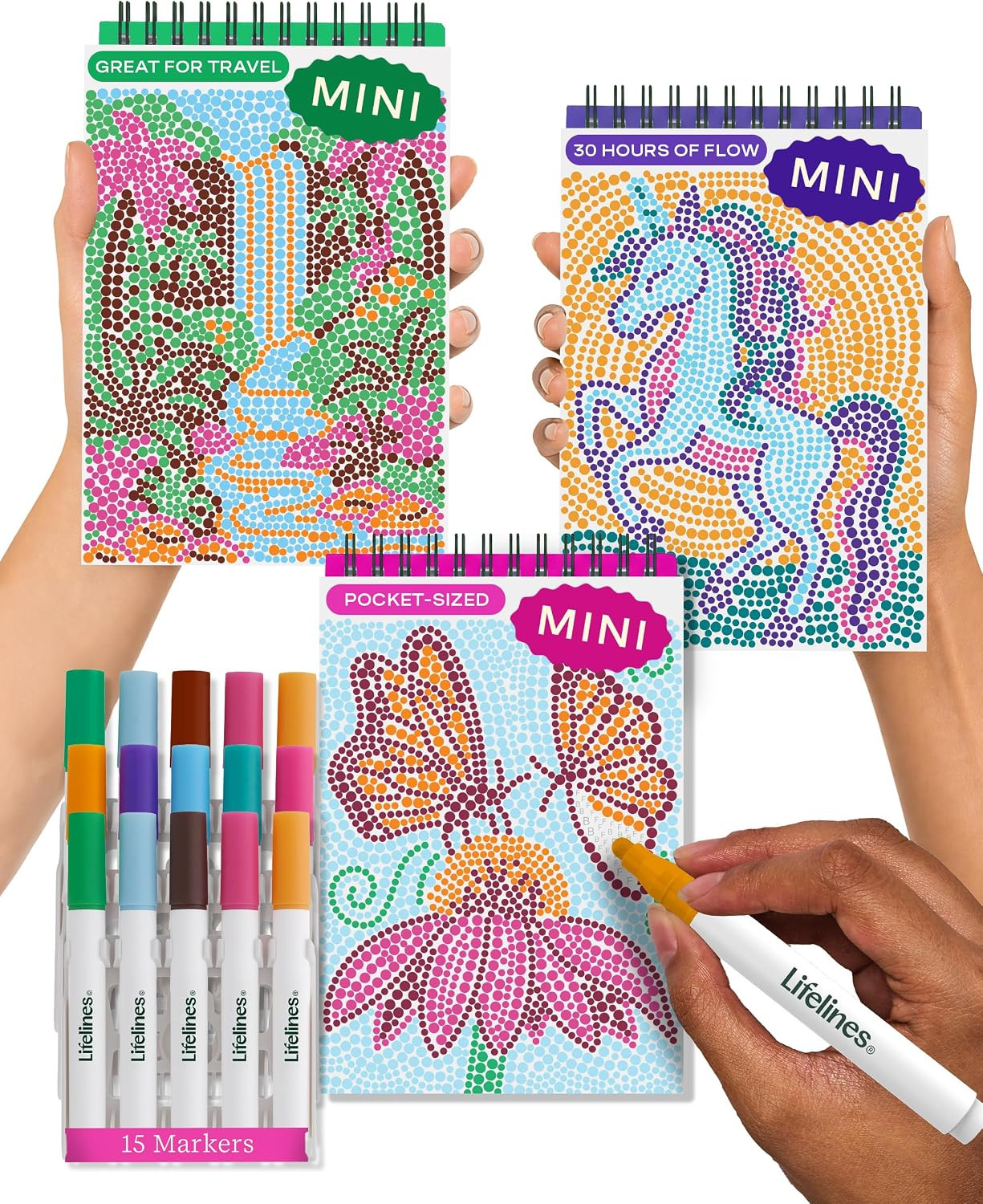 Lifelines FlowArt Mini Activity Pads, 3-Pack, Dot-by-Letter Coloring Books | Amazon (US)