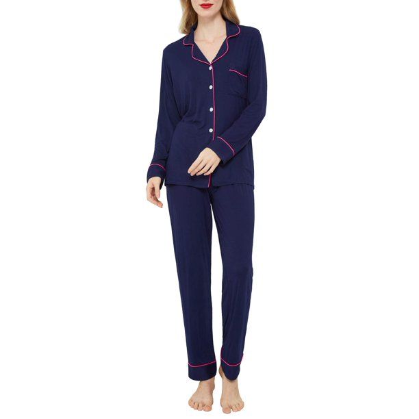 INNERSY Women's Pajamas Set Long Sleeve Sleepwear Button Down Nightwear Soft Pj Lounge Sets (M, N... | Walmart (US)