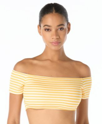 Women's Off-The-Shoulder Stripe Bikini Top | Macy's