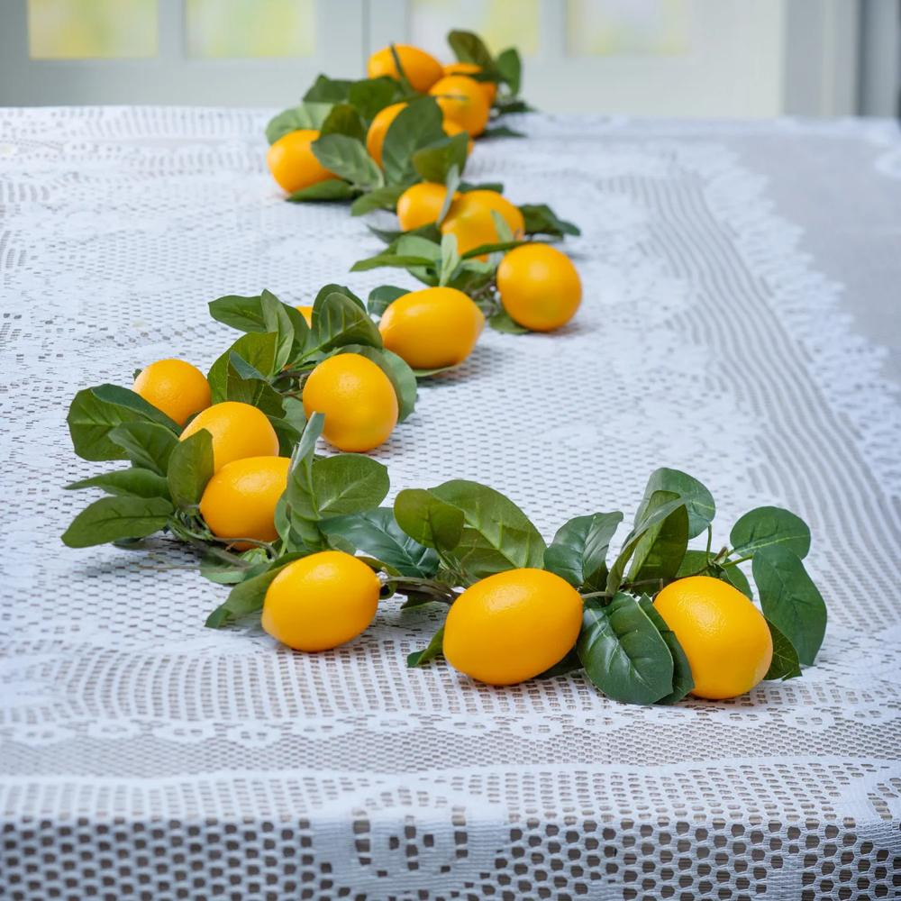 Lemon Garland & Lace Tablecloth Kit - 2 Pc. | Oriental Trading Company