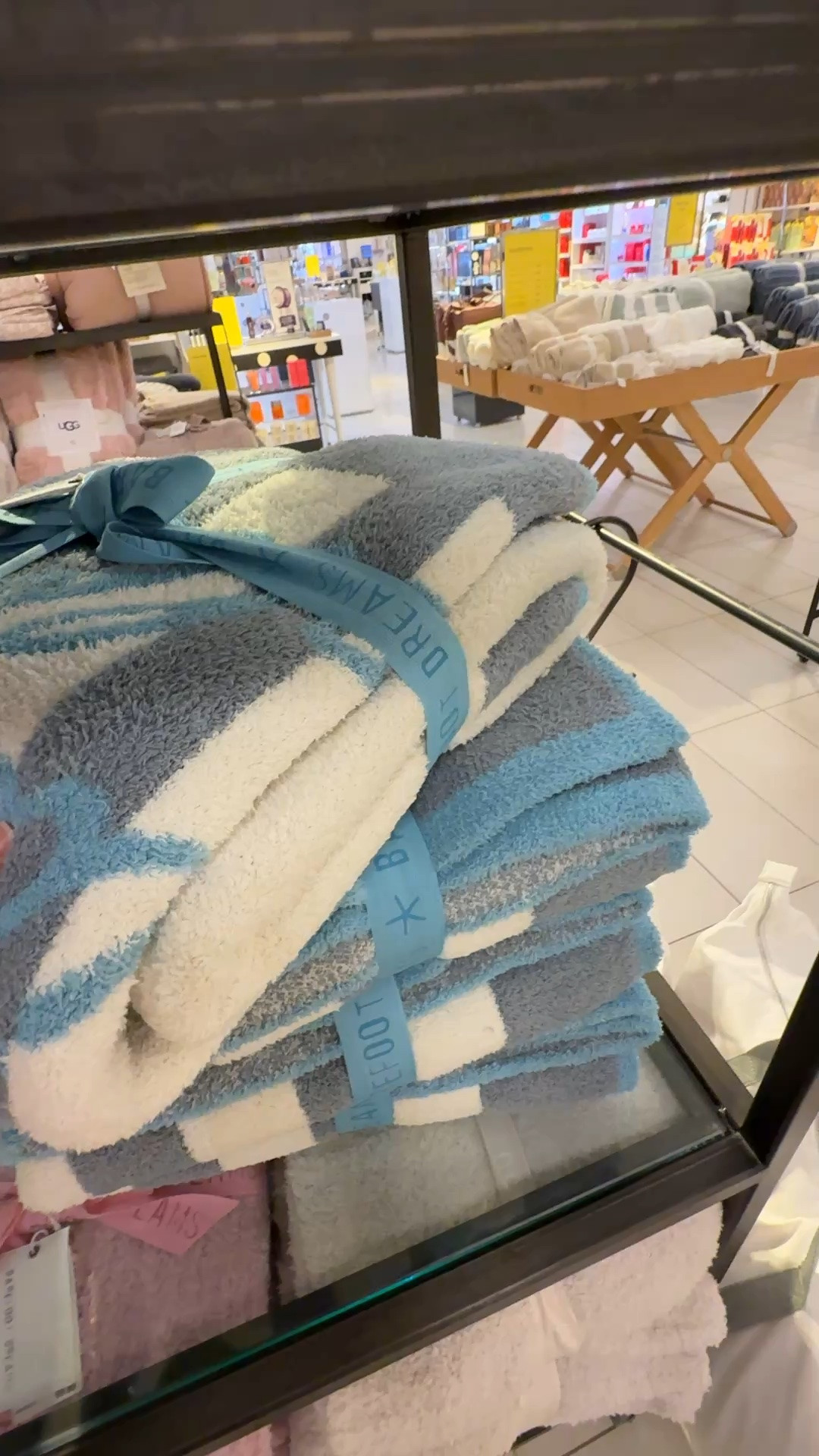 Quite possibly the cutest barefoot dreams throw of all times! Comes in blue and pink stripes ￼

#LTKOver40 #LTKSaleAlert #LTKHome