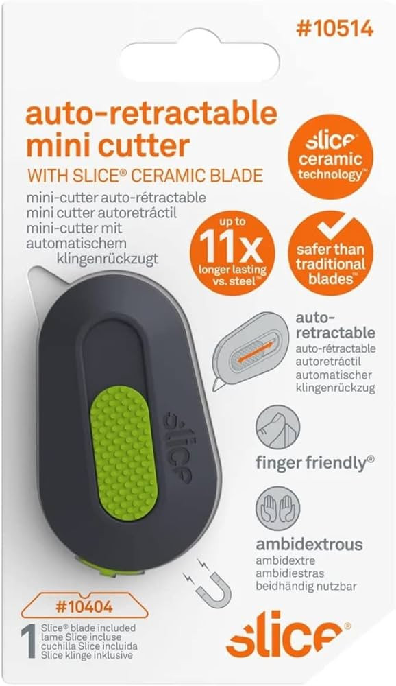 Slice 10514 Mini Box Cutter, Package and Box Opener, Safe Ceramic Blade Retracts Automatically, S... | Amazon (US)