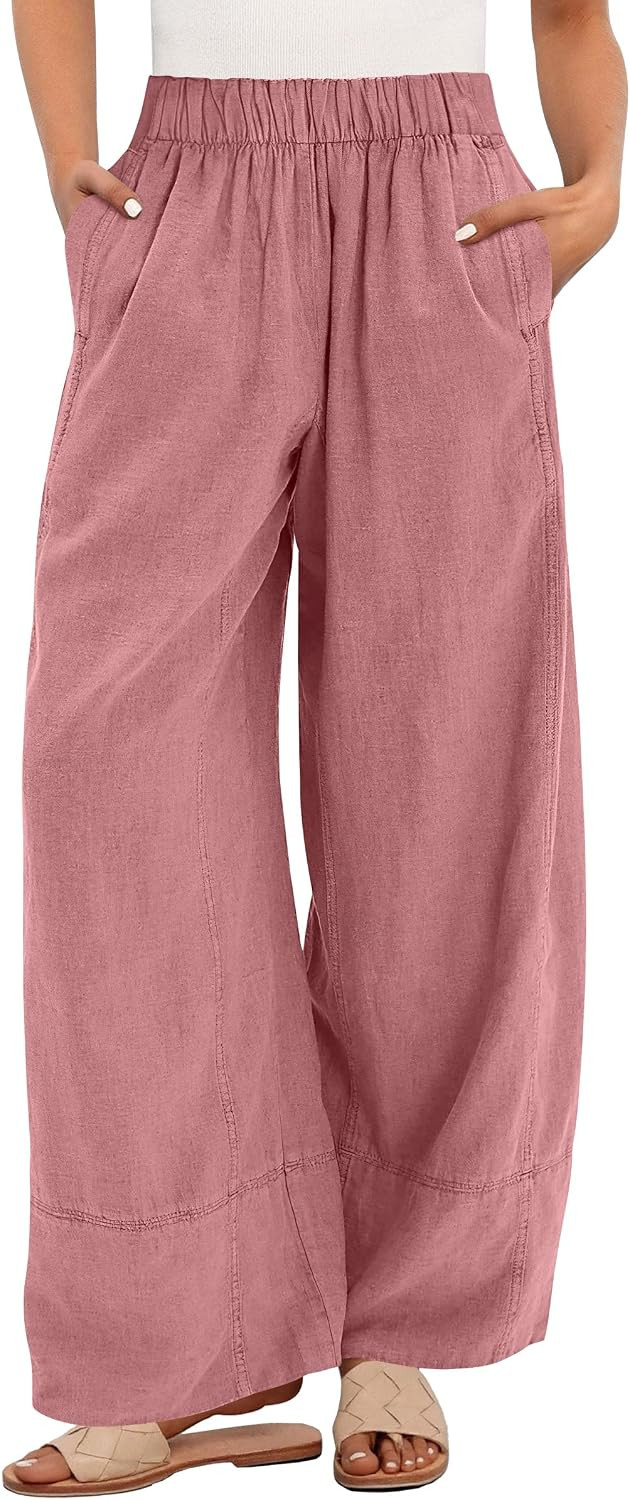 ANRABESS Women's Wide Leg Linen Pants | Amazon (US)