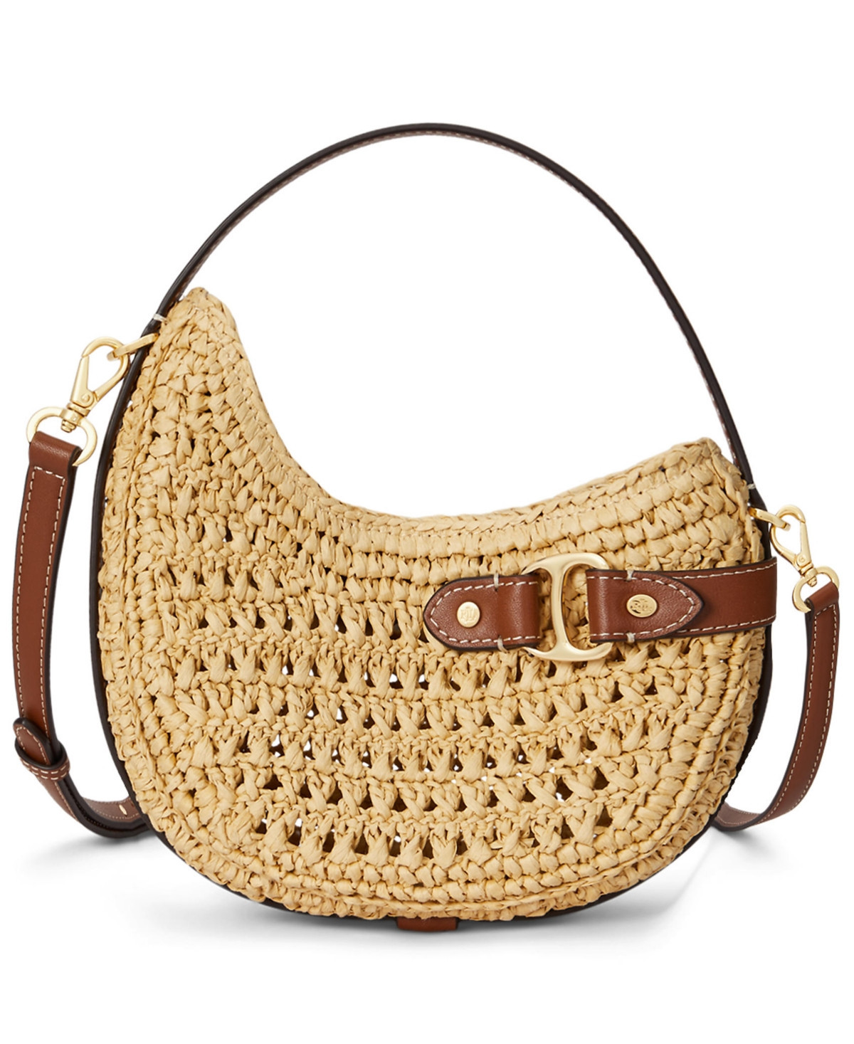 Lauren Ralph Lauren Tasha Mini Woven Straw Crossbody Bag - Natural/Lauren Tan | Macy's