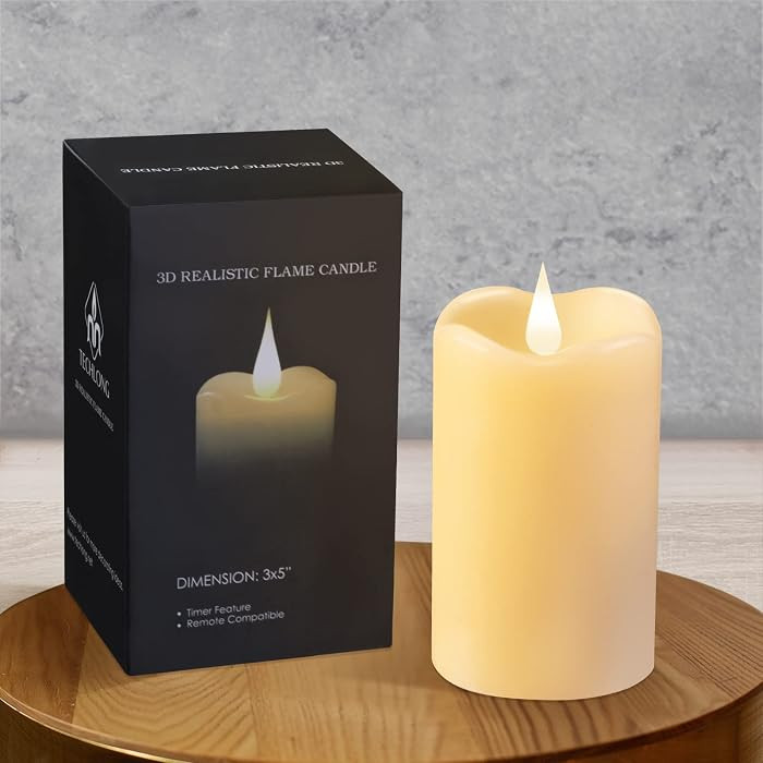 TECHLONG Flickering Flameless Candles with 3D Moving Flame, Last 1000+ Hours Battery Operated Can... | Amazon (US)