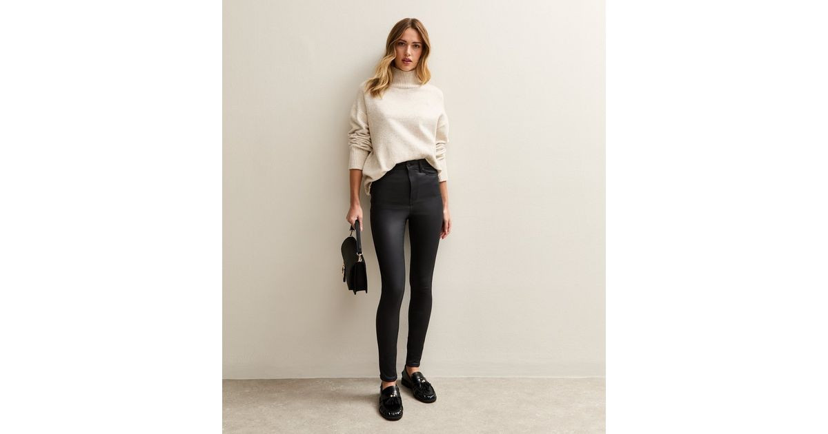 Black Coated Lift & Shape Jenna Jeans | New Look | New Look (UK)