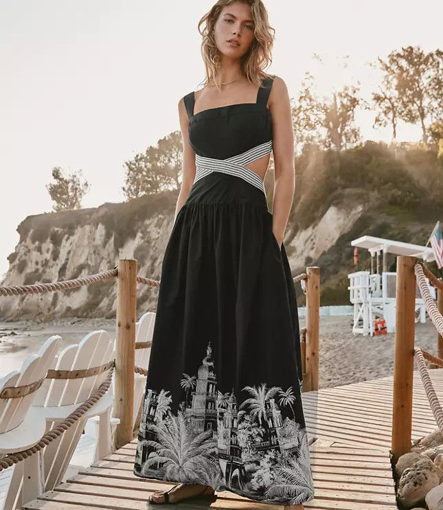 Petite LOFT Beach Casablanca Cutout Maxi Pocket Dress | LOFT