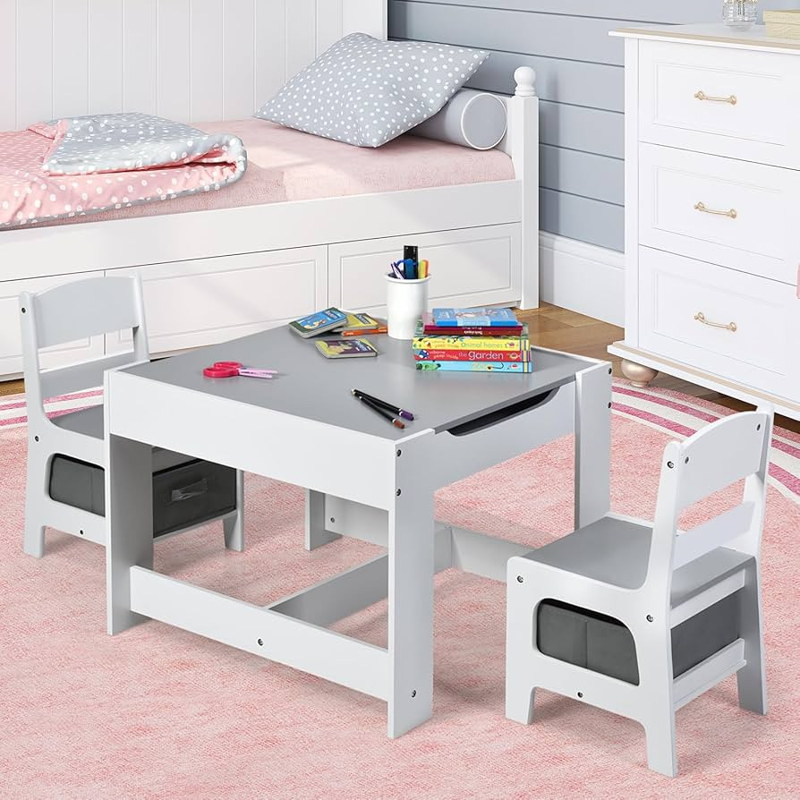 Costzon Kids Table and Chair Set, 3 in 1 Wooden Activity Table for Toddlers Arts, Crafts, Drawing... | Amazon (US)