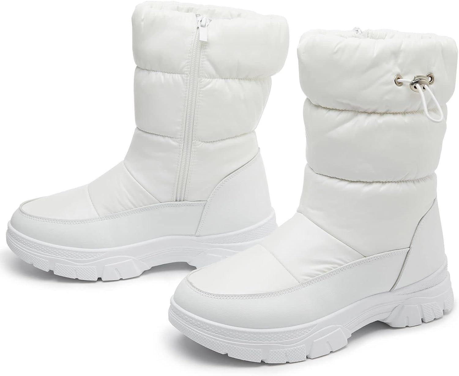 POVOGER Womens Winter Boots Snow Boots For Women Black Mid Calf Platform Boots Warm Fur Fashion S... | Amazon (US)