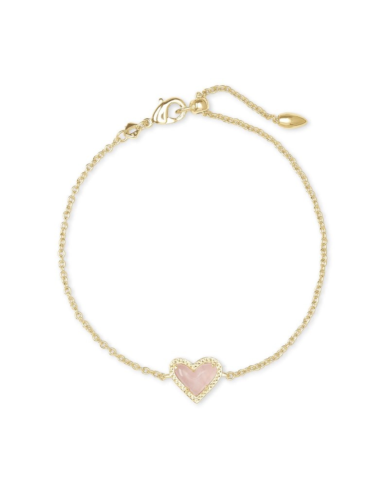 Ari Heart Gold Chain Bracelet in Rose Quartz | Kendra Scott