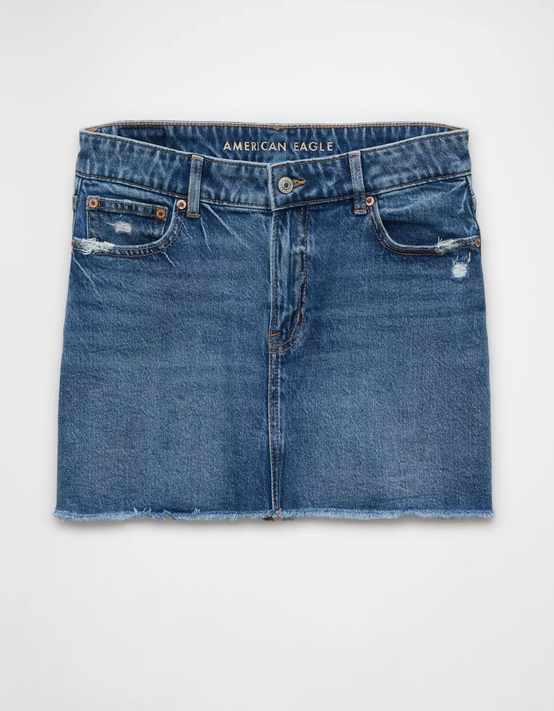 AE Stretch High-Waisted Perfect Denim Mini Skirt | American Eagle Outfitters (US & CA)