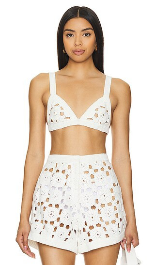SAU LEE Myko Crochet Bralette in White. - size 2 | Revolve Clothing (Global)