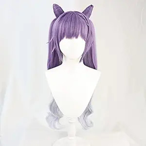 Keqing Cosplay Wig Purple Gradient Long Hair with Double Ponytail Wig for Genshin Impact Realisti... | Amazon (US)