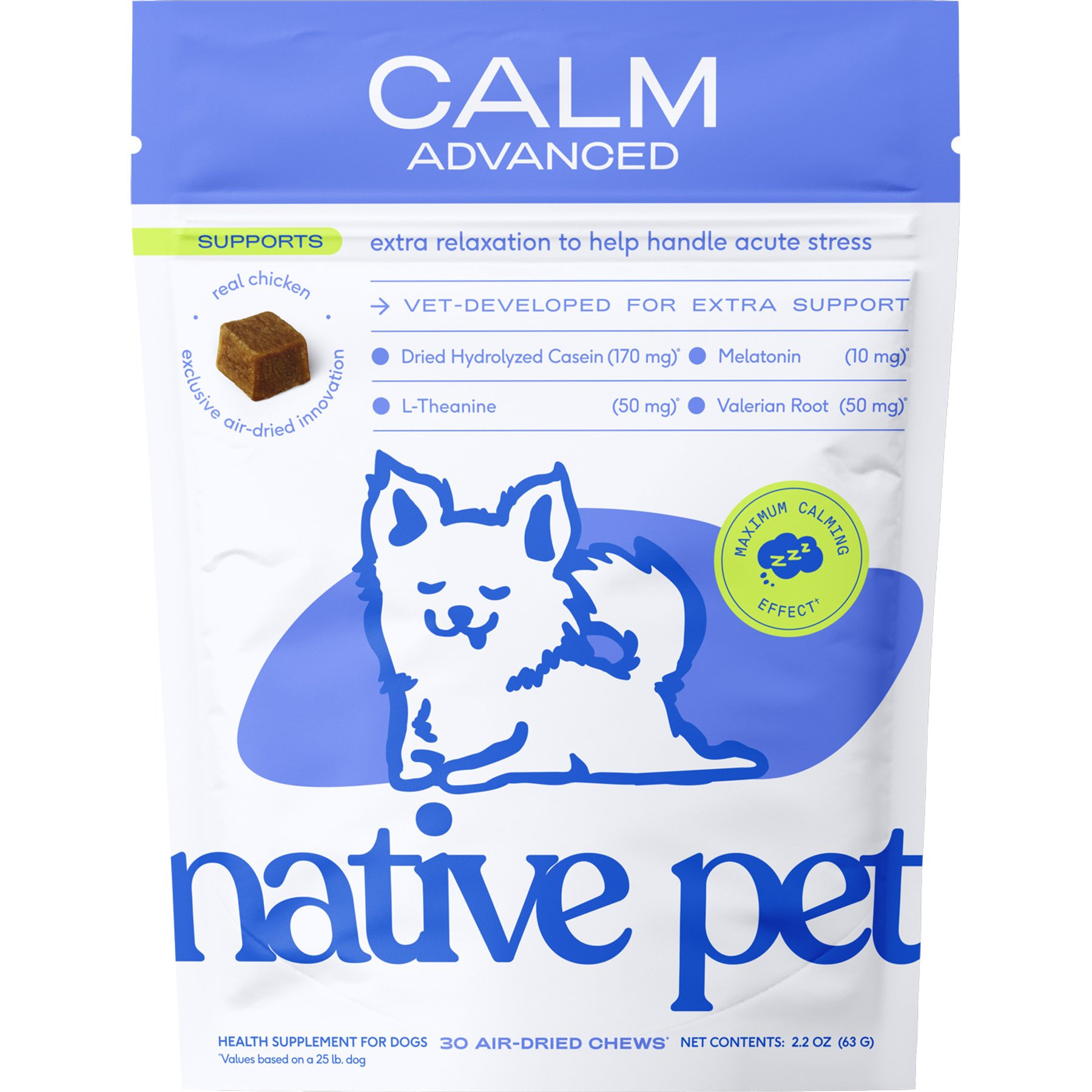 Native Pet Advanced Calm Anxiety & Stress Support Chew Supplement for Dogs, 30 count | Chewy