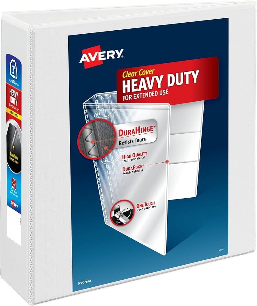 Avery Heavy-Duty View 3 Ring Binder, 3" One Touch EZD Rings, 670-Sheet Capacity, 3.5 Inch Wide Sp... | Amazon (US)