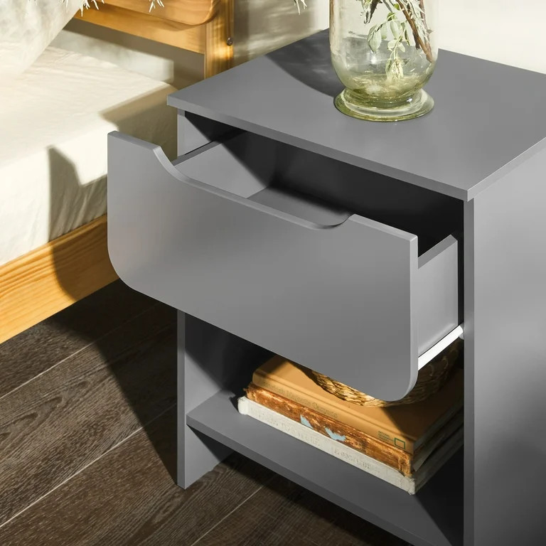 Walker Edison Modern Scandi 1-Drawer Nightstand, Dark Grey | Walmart (US)