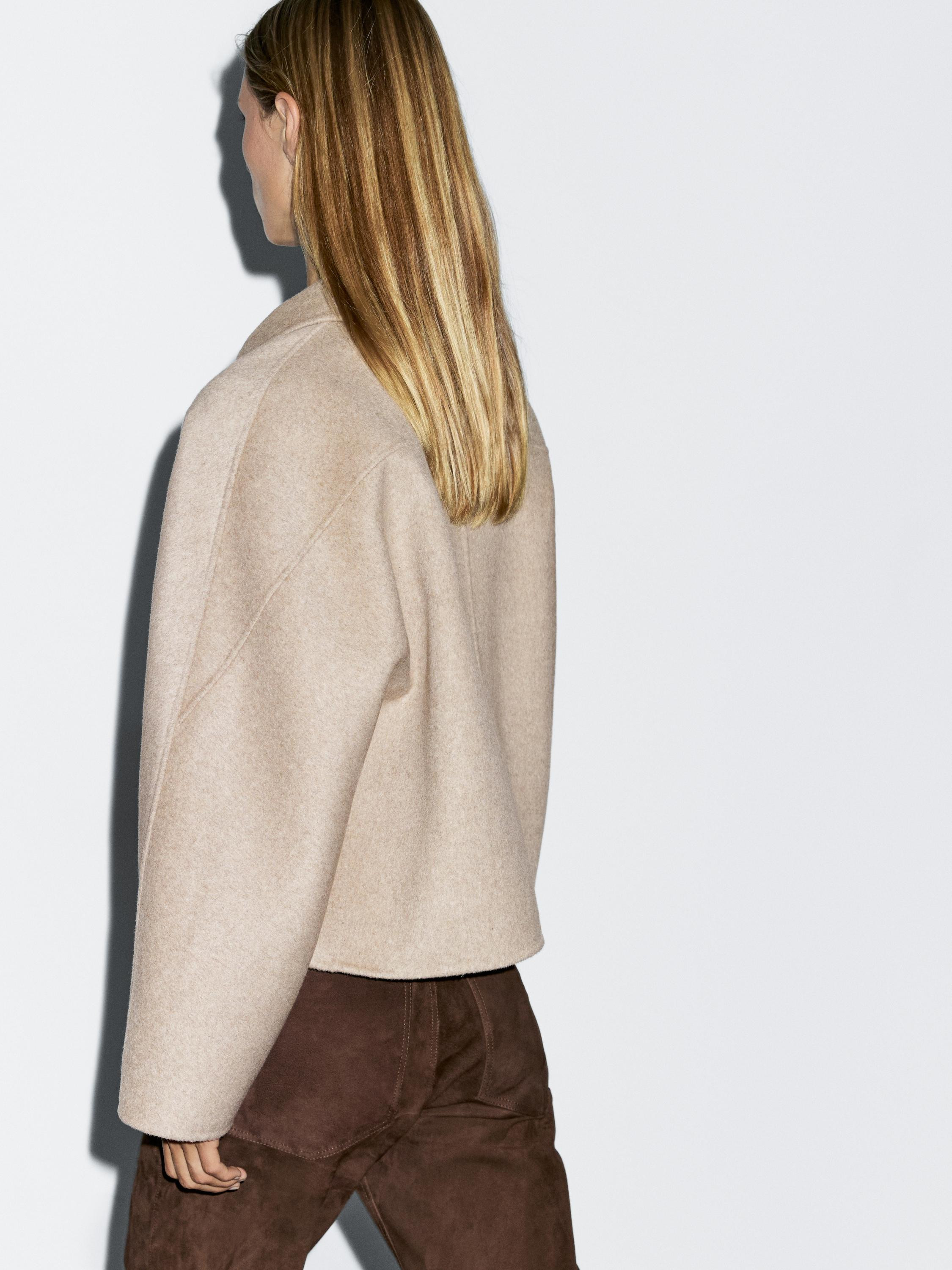 Cropped wool blend jacket | Massimo Dutti UK
