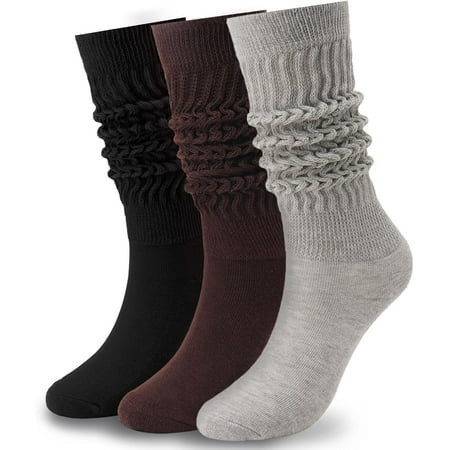 3 Pairs Slouch Socks for Women Size 9-11 Soft Extra Long Scrunch Knee High Boot Socks | Walmart (US)