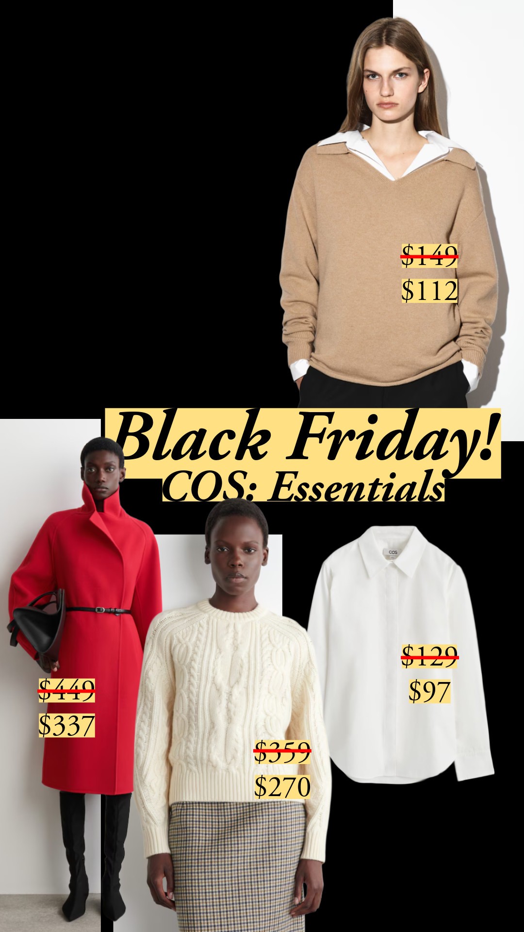 Black Friday | COS: Essentials | Sweaters | Lady's jacket | Capsule wardrobe 

 #LTKCyberWeek #LTKSeasonal #LTKFindsUnder100