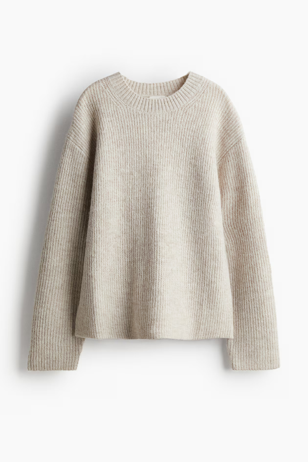 Rib-knit Sweater - Round Neck - Long sleeve - Dark gray melange - Ladies | H&M US | H&M (US + CA)