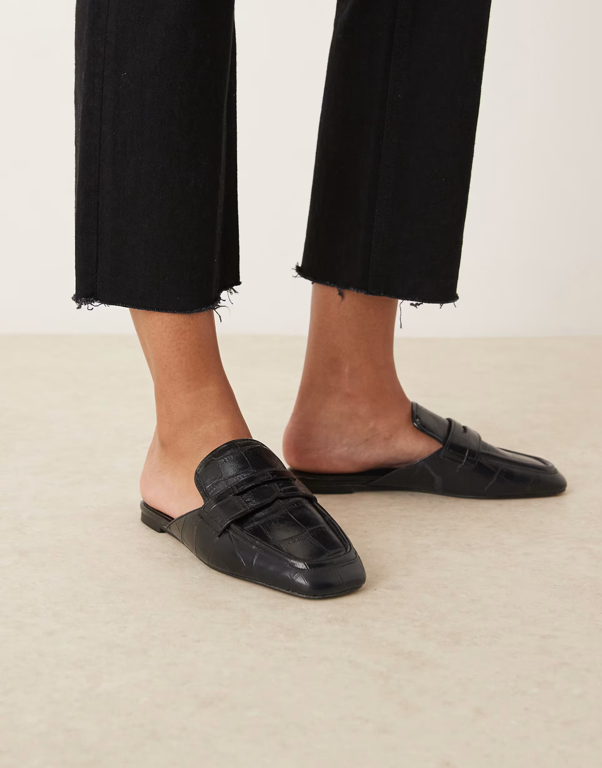 ASOS DESIGN Magnet loafer mules in black croc | ASOS | ASOS (Global)
