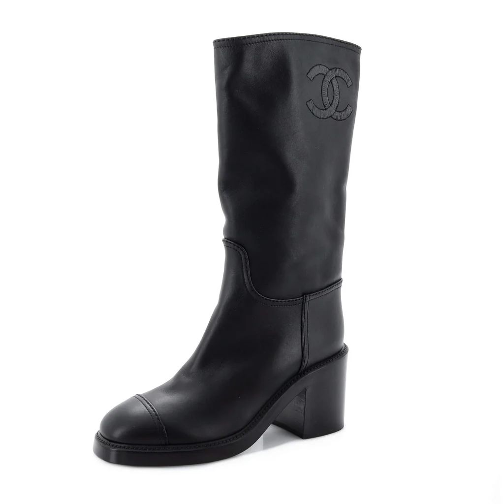 Women's Cap Toe CC Mid-Calf Boots Leather | Rebag