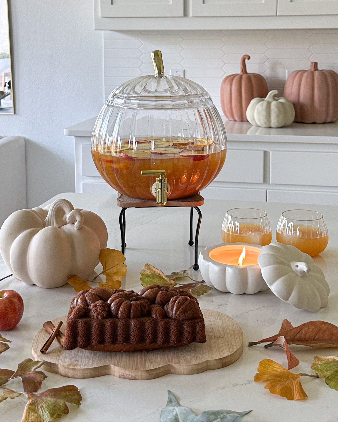 Fall kitchen decor! Pumpkin drink dispenser, pumpkin loaf pan, pumpkin candle

#LTKhome #LTKunder50 #LTKFind